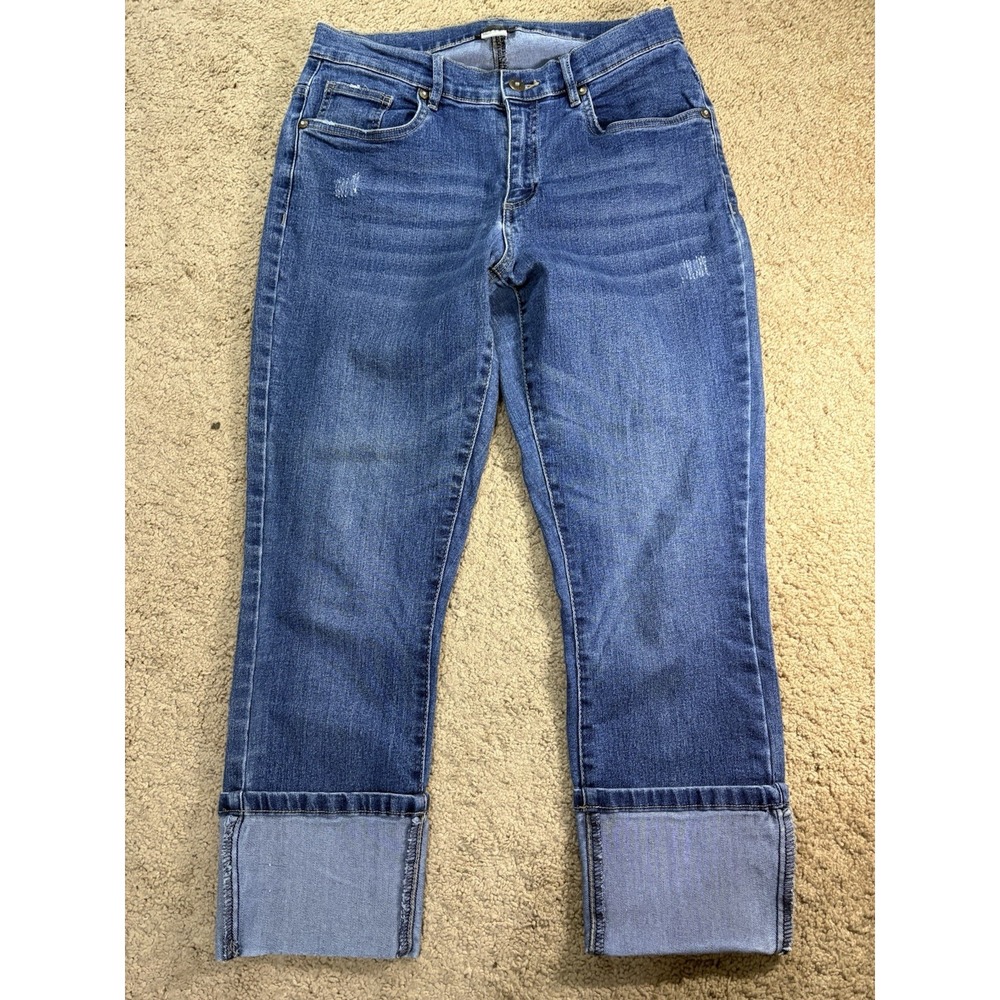 Venus Jeans Women 10 Cropped Cuffed Mid Rise Straight Leg